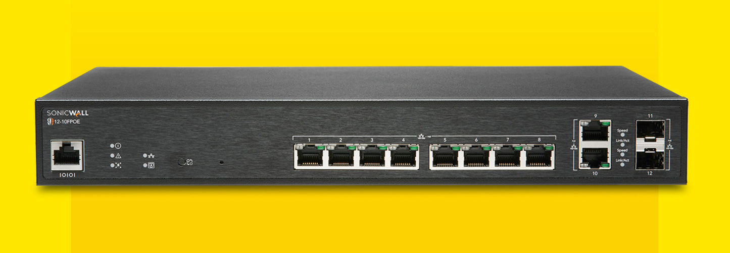 SonicWall SWS12-10FPOE Desktop Gigabit PoE Switch, 13-Port