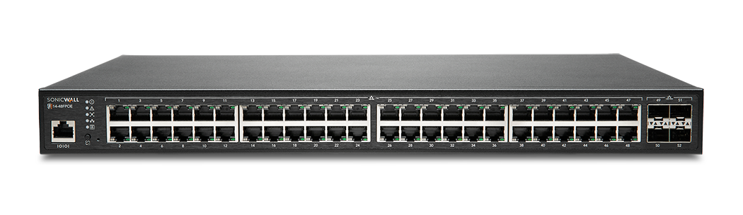 SONICWALL SWCH SWS14-48FPOE 48-Port PoE+ Switch with 10Gbps Uplink