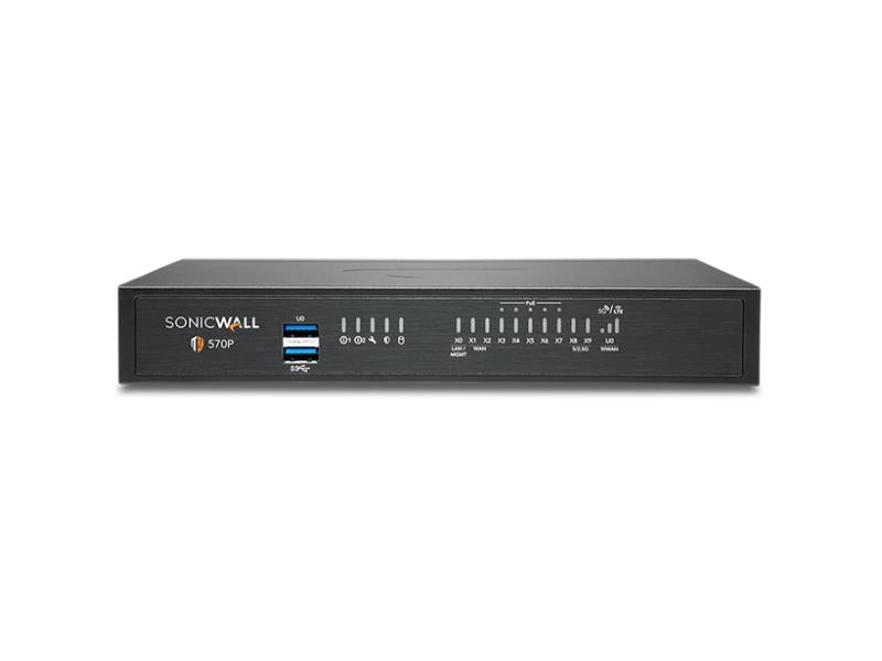 The SONICWALL TZ570P is a high-performance network firewall designed for secure and scalable connectivity. It offers 5 Gbps throughput with 8x1GbE and 2x5G SFP+ ports, USB 3.0, and advanced features like SD-WAN, SonicOS 7, and deep memory inspection. This TAA-compliant device is ideal for distributed enterprises or growing mid-size networks seeking top-tier threat management.