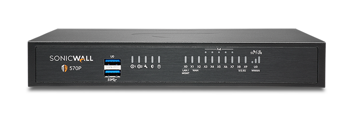 Appliance de sécurité réseau SONICWALL TZ570P, 5 Gbit/s, 14 ports, conforme TAA