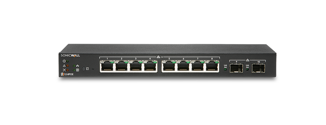 SONICWALL SWS12-8POE Switch with 3YR WNM & Support