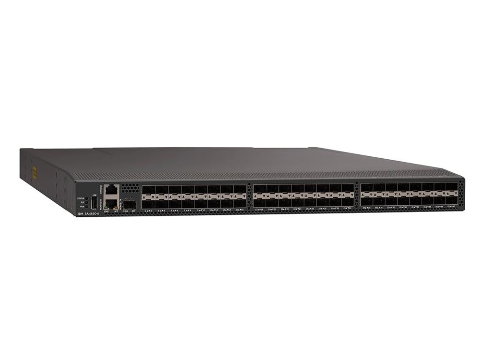 The IBM SAN48C-6 is a high-performance 32G Fibre Channel fabric switch designed for scalable SAN deployments. With 48 ports and 24 pre-installed 32G optics, this compact 1RU unit provides enterprise-level connectivity and enhanced manageability through SNMP. Ideal for data centers requiring dense Fibre Channel configurations and lower TCO.
