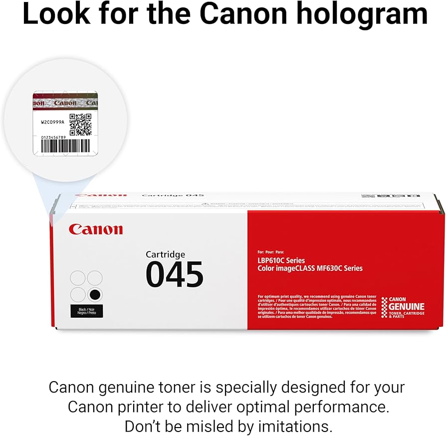 Canon Cartridge 045 Black Toner, Standard Yield, 1242C001