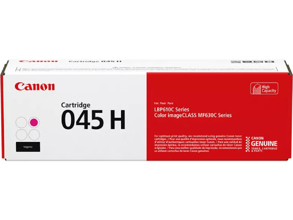 Canon 045H Magenta High Yield Toner Cartridge (1244C001) is engineered for exceptional performance with select Canon laser printers. It delivers up to 2,200 pages of vibrant magenta output, ensuring professional-quality color prints. Compatible with Canon ImageCLASS and i-SENSYS models, it's an ideal choice for office environments requiring crisp, color-intensive documents.
