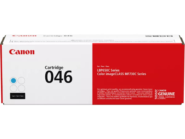 Canon 046 Cyan Standard Yield Toner Cartridge (1249C001) delivers professional print quality with a reliable page yield of up to 2,300 pages. It is compatible with Canon ImageCLASS and i-SENSYS color laser printers, making it a precise match for your printing needs.