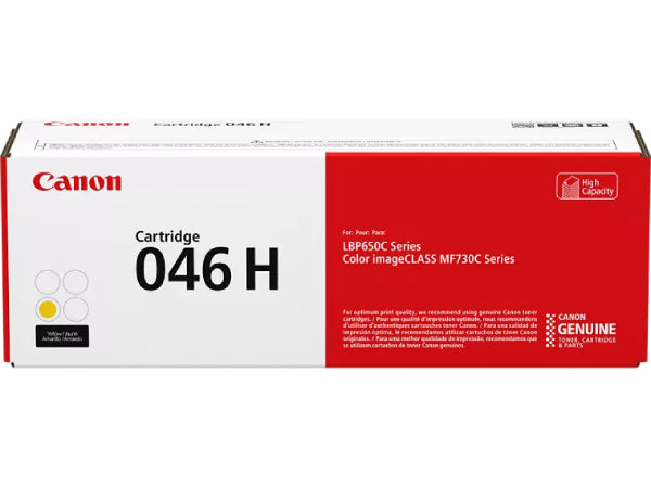Canon 046H Yellow High Yield Toner Cartridge (1251C001) delivers reliable, high-capacity printing for demanding print environments. Compatible with select Canon ImageCLASS and i-SENSYS laser printers, it provides vibrant yellow output for professional-quality documents. A trusted solution for consistent performance and TAA-compliant environments.