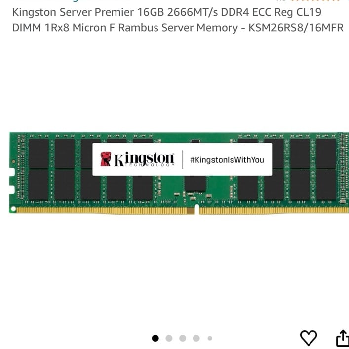 Kingston 16GB DDR4 ECC REG 2666MT/s CL19 DIMM 1Rx8 Micron F