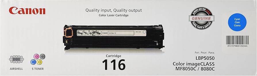 Cartouche de toner cyan Canon 116 pour MF8050Cn/MF8030Cn/LBP5050