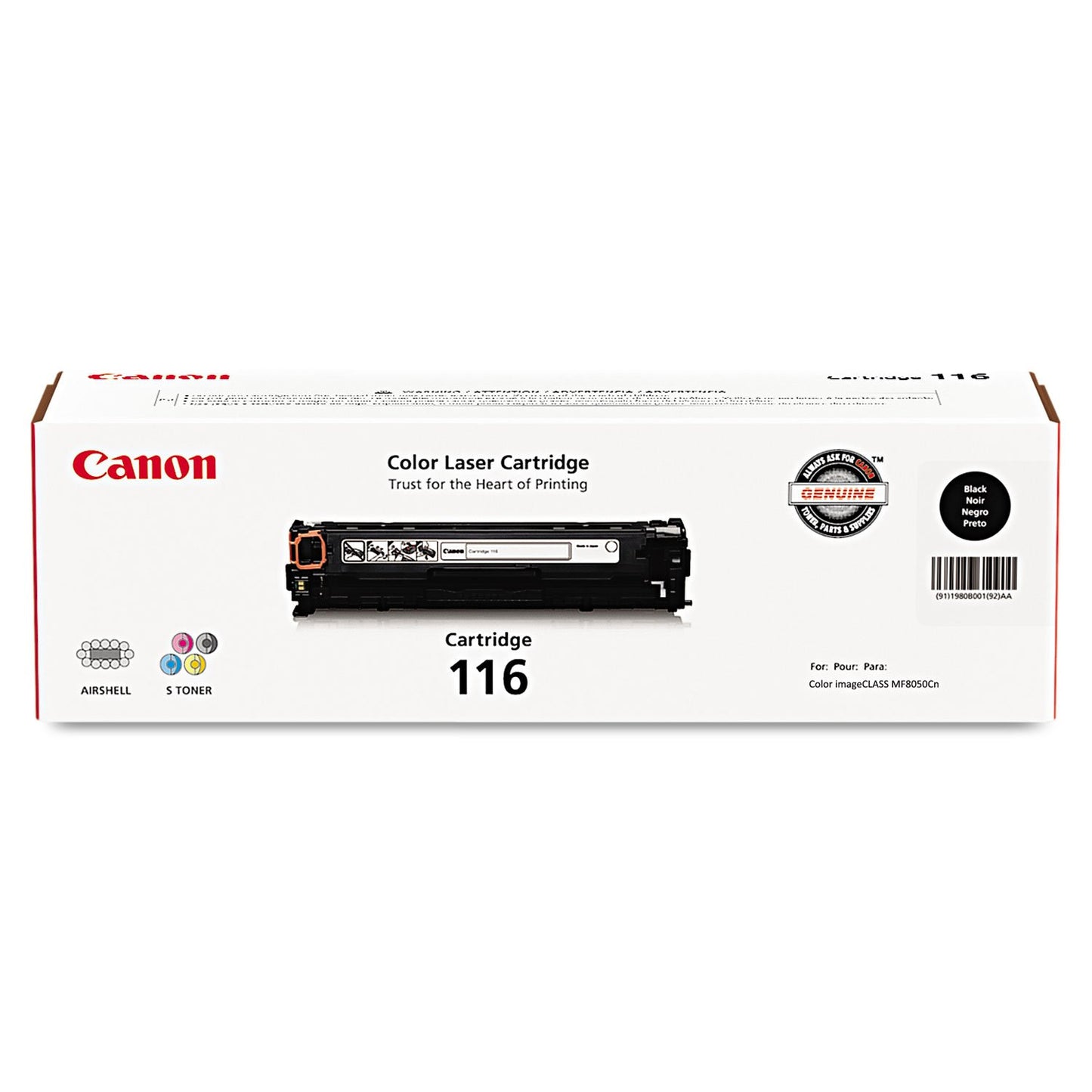 Cartouche de toner noir Canon 116, rendement 2 300, 1980B001AA