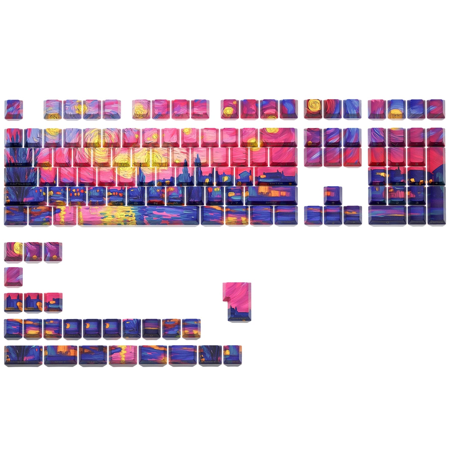 XVX Van Gogh's Starry Night Cherry Profile Double shot Dye-Sub PBT Keycap Set 134-Key