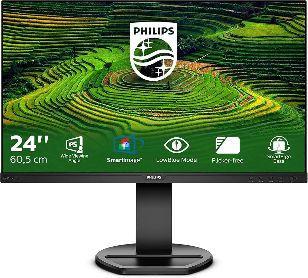 PHILIPS 241B8QJEB 23.8" FHD LCD Monitor, IPS, 75Hz, HDMI/DP/VGA/USB