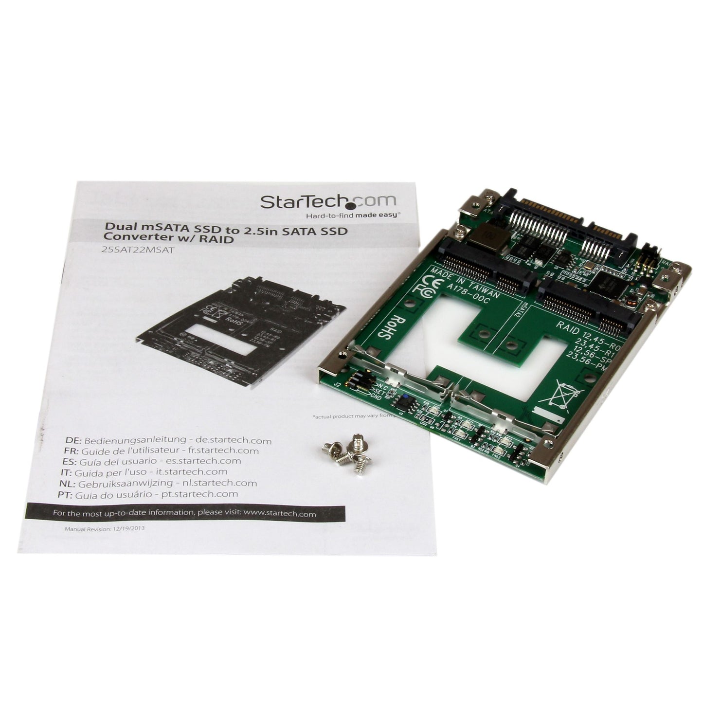 STARTECH Adaptateur double SSD mSATA vers SATA RAID 2,5", modèle 25SAT22MSAT