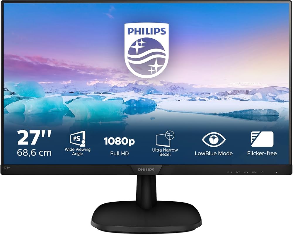 PHILIPS 273V7QJAB 27" FHD IPS LCD Monitor, 75Hz, HDMI/DP/VGA