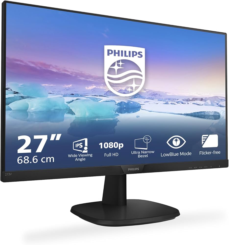 PHILIPS 273V7QJAB 27" FHD IPS LCD Monitor, 75Hz, HDMI/DP/VGA
