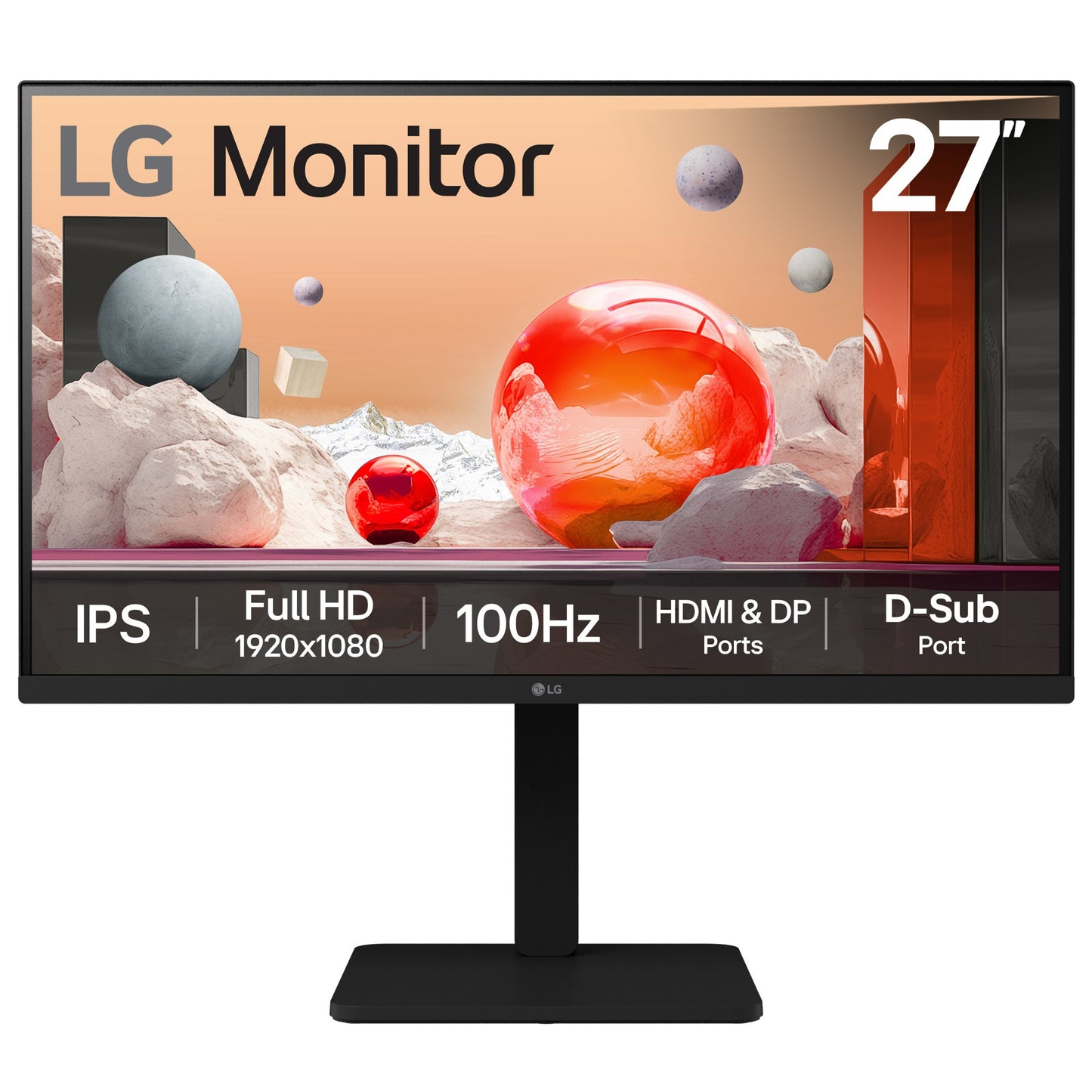 Moniteur IPS FHD LG 27BA450-B 27 pouces avec HDMI, D-Sub et support inclinable/pivotant