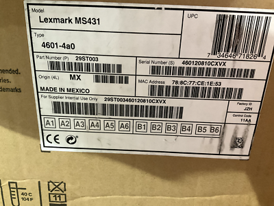 Imprimante haute tension Lexmark MS431dn TAA 220 V (hors Amérique du Nord)
