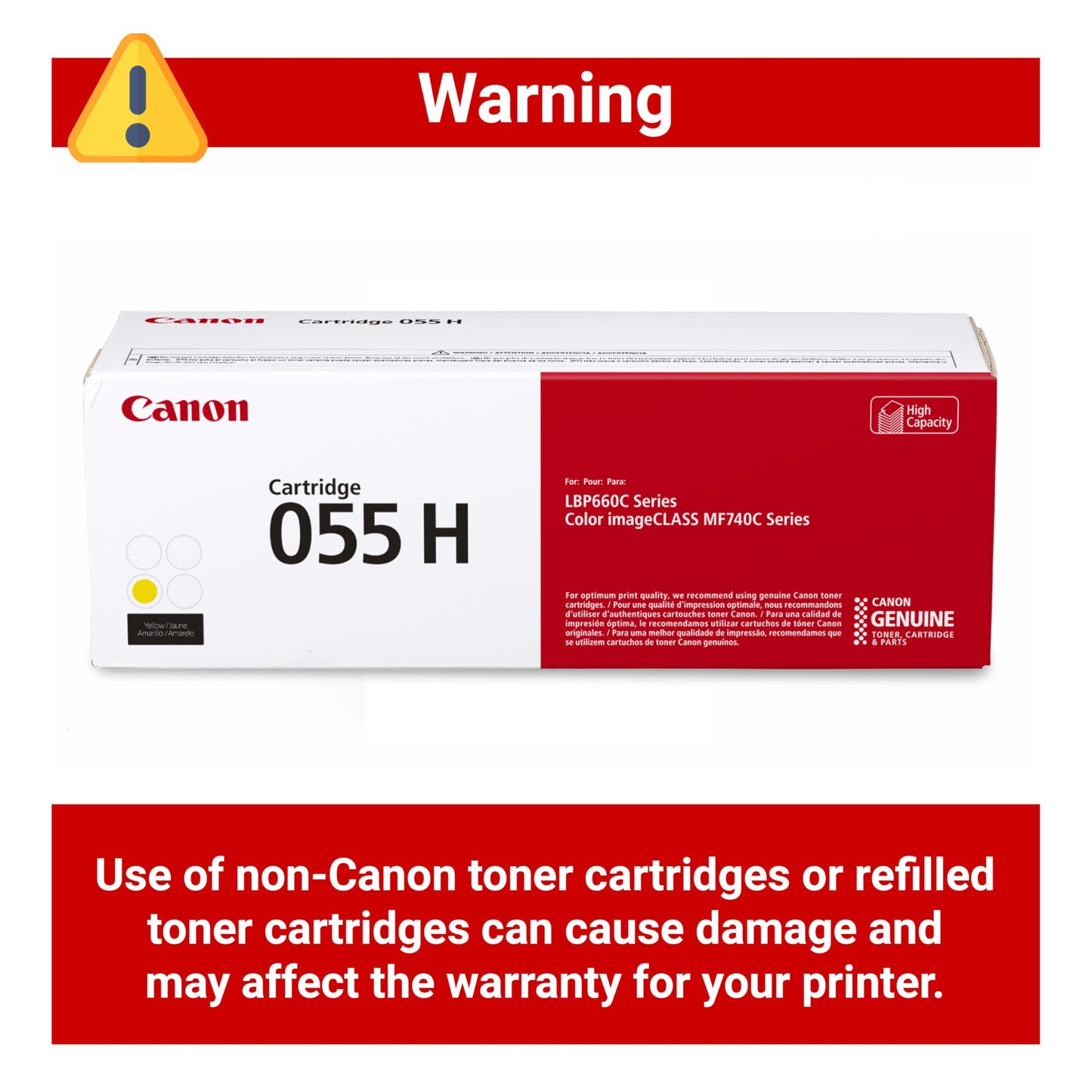 Cartouche de toner jaune haute capacité Canon 055 (5 900 pages)