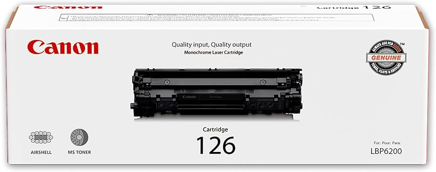 Canon Cartridge 126 Black Toner, 3483B001, 2,100 Page Yield