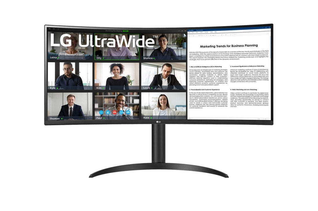 Moniteur VA incurvé WQHD LG 34BR55QC-B 34 pouces, résolution 3440 x 1440, USB-C, HDMI 2.0