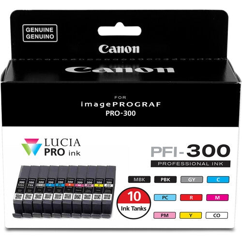 Canon PFI-300 Ten Ink Pack for imagePROGRAF PRO‑300 Printer