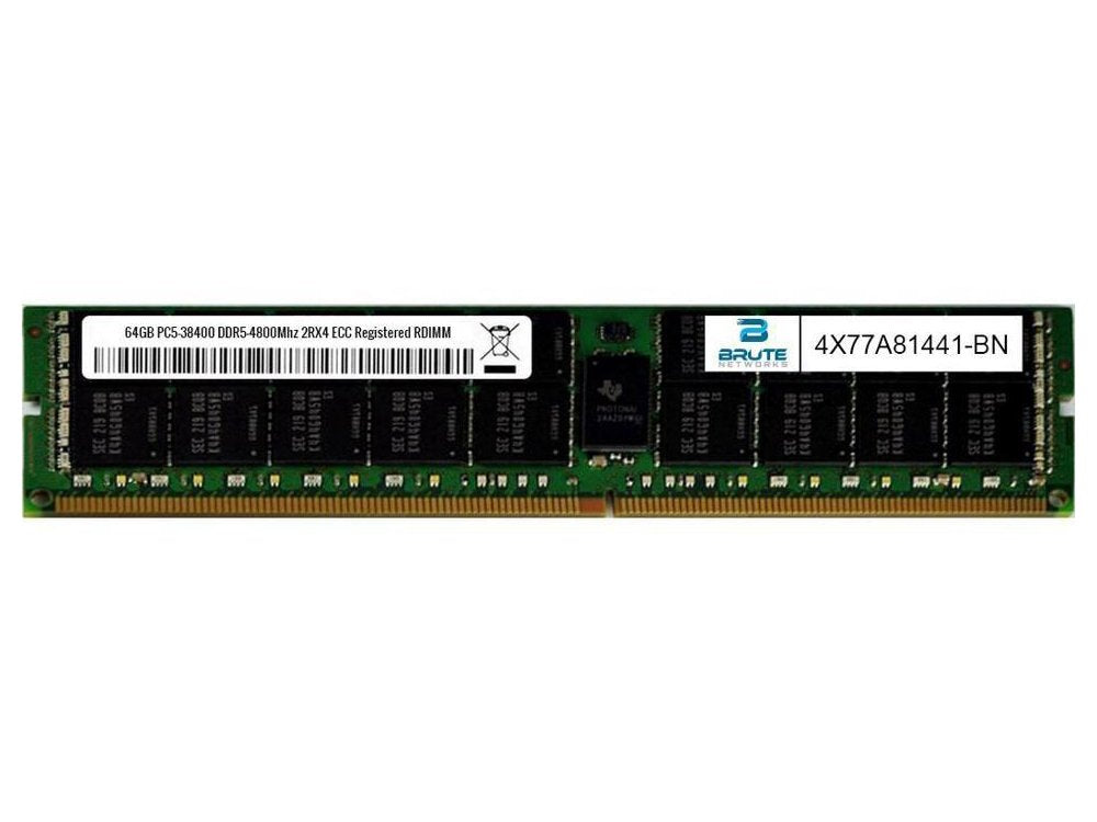 The Lenovo 64GB DDR5 4800MHz DIMM memory module delivers high-capacity performance designed for enterprise-grade computing. Featuring 288-pin form factor, on-die ECC, and PC5-38400 speed, this upgrade enhances reliability for Lenovo ThinkSystem platforms. Ideal for data-intensive applications and server-grade workloads.