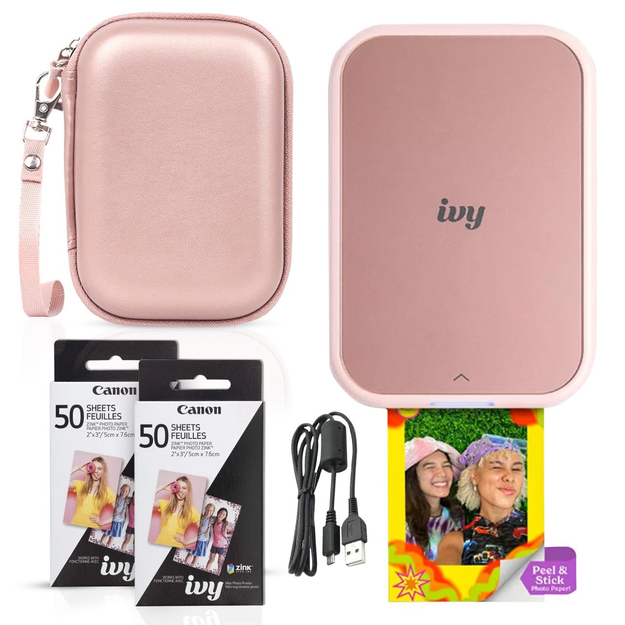 Canon IVY 2 Mini Photo Printer, Blush Pink, Bluetooth, 313dpi