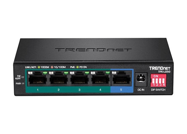 Commutateur PoE+ longue portée Gigabit 5 ports TRENDnet TPE-LG50