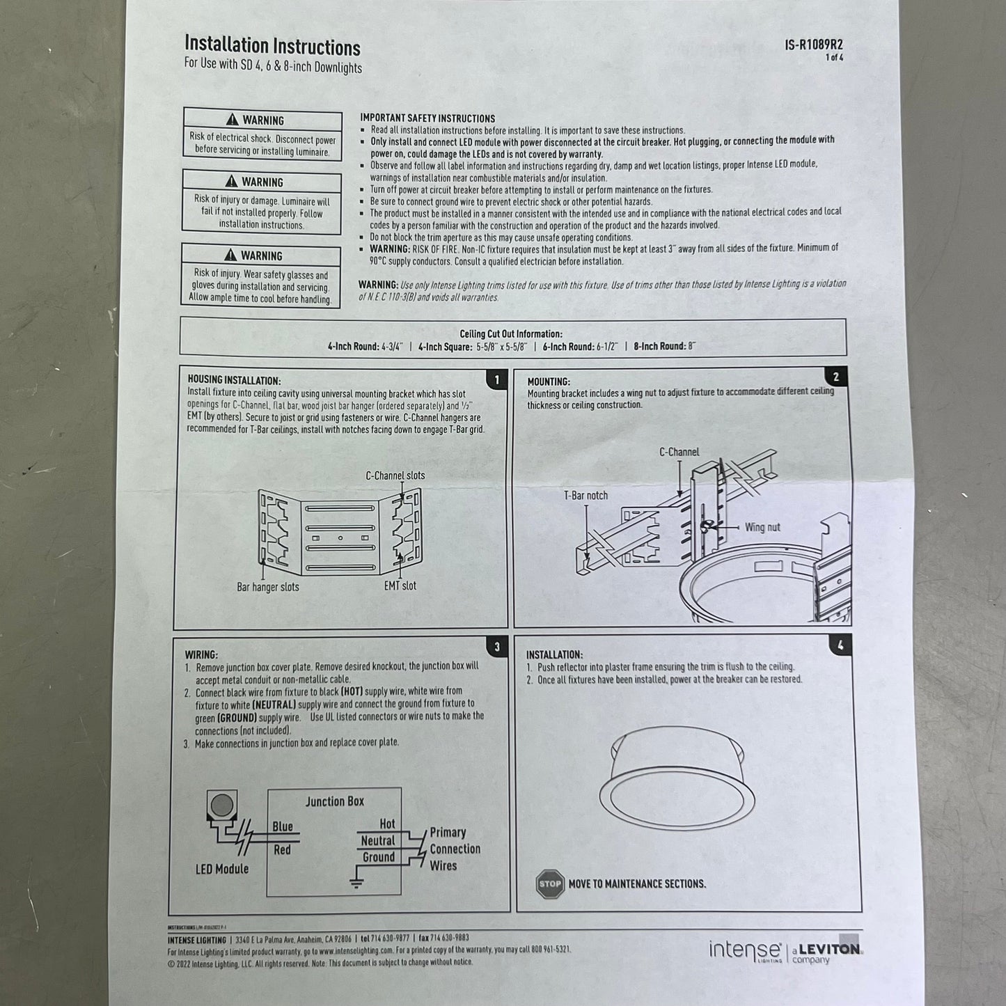 LEVITON Intense Gravity Downlight Lighting, Grey SD4DRL2359-D10127-WF