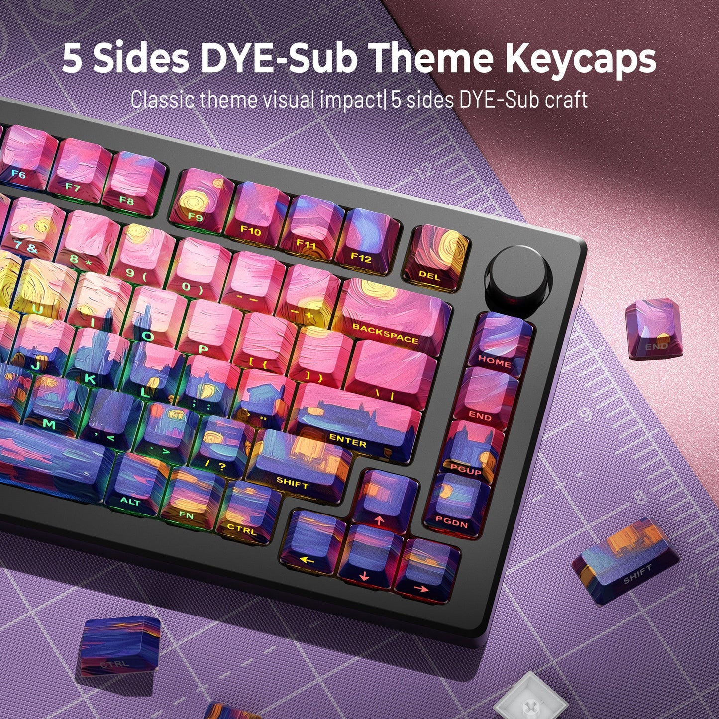 XVX Van Gogh's Starry Night Cherry Profile Double shot Dye-Sub PBT Keycap Set 134-Key
