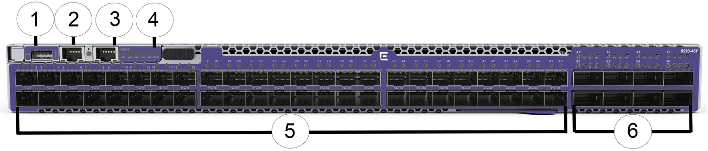 Extreme 8520-48Y 48-Port 25GbE Switch with 8x100GbE Uplinks, DC Power, Front-Back Airflow