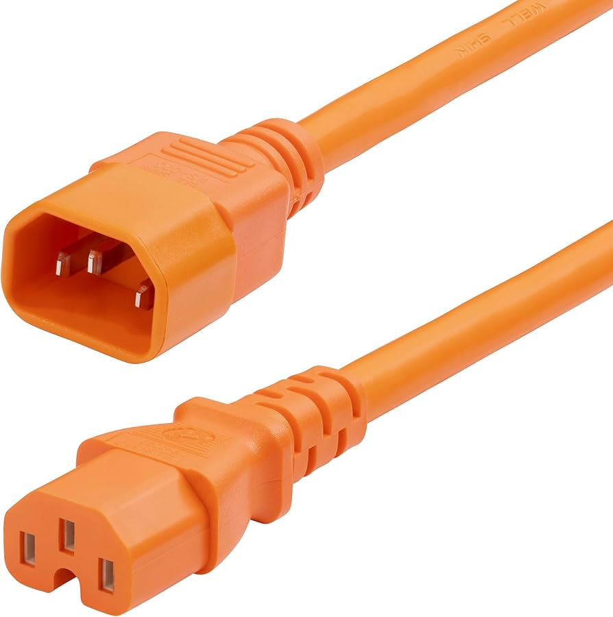 STARTECH 6ft Heavy Duty C14 to C15 Power Cable, 15A 250V, Orange, UL Listed