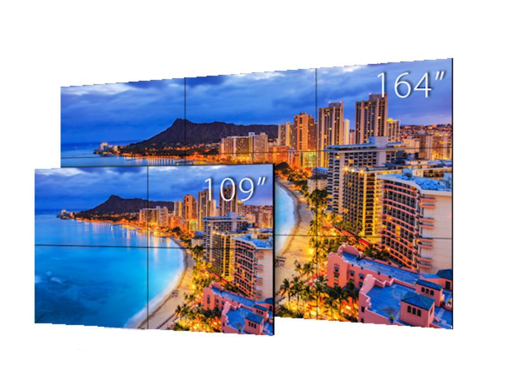 PLANAR VMC55MXM4 (2x2). Includes QTY 4 VM55MX-M2 displays (and related cables, accessories), wall mounts, trim and spacer