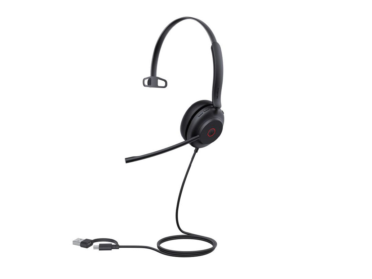 The YEALINK UH35 Mono UC USB-C/A is a professional, monaural wired headset designed for seamless Unified Communications. Featuring USB-A and USB-C connectors, dual noise-canceling microphones, and premium leather ear cushions, it delivers exceptional comfort and crystal-clear audio. Built-in ActiveProtection technology and an integrated busylight enhance user wellbeing and productivity.