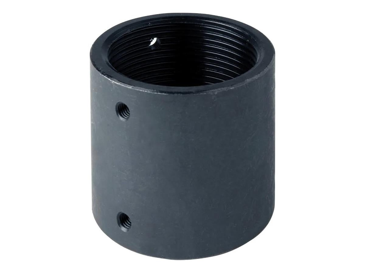 Mounting component featuring two female connectors for joining 1 1/2" schedule 40 extension columns. The Peerless ACC109 supports a weight capacity of up to 1200lb (544kg) and allows a maximum extension column length of 20 feet. Designed for commercial AV and projector installations requiring robust support and alignment.