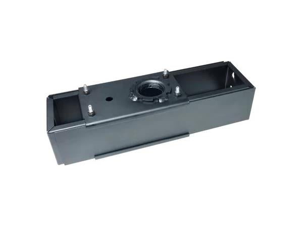 The Peerless ACC 120 is a heavy-duty steel mounting component designed for projector or display extension column support. Its durable black finish and adjustable attachment point enable versatile installation within 2 3/4 inches of either joist, ensuring precision alignment. With a 300 lb weight capacity and TAA compliance, it's ideal for professional AV installations in commercial or government environments.