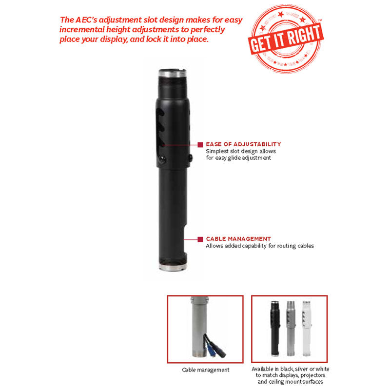 Colonne d'extension réglable Peerless AEC0305-S de 3 à 5 pieds, noire