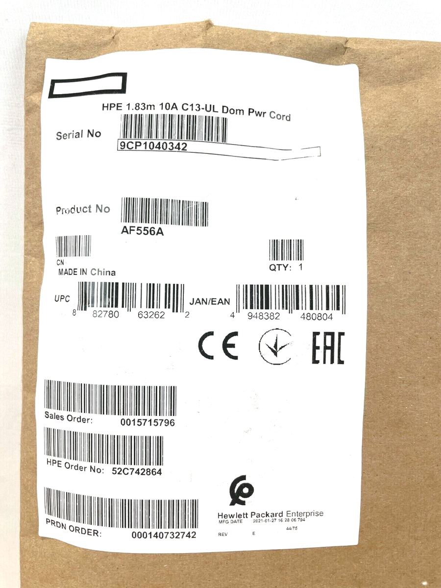 HPE 1.83m 10A C13-UL Power Cord (AF556A)