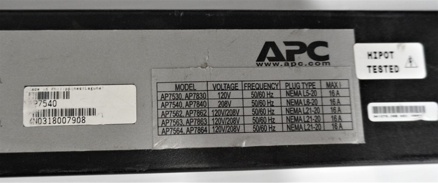 APC Adapter, 60A, 120V, L21-20 to (3)L5-20 Power Cord Splitter