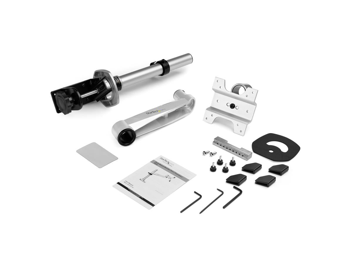 VESA-compatible articulating desk mount designed for large displays up to 30 inches (16:9) or 49 inches ultrawide (32:9) with support for Apple/iMac monitors. With a heavy-duty build and ergonomic tilt, swivel, and rotation features, it enhances workspace efficiency while keeping cables organized. Designed for easy assembly and long-term reliability, it ensures a clean and productive setup.