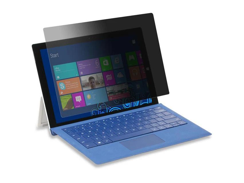 The Targus 4Vu Privacy Screen is designed specifically for Microsoft Surface Pro models 4, 6, 7, and 2017, offering secure viewing with limited angles and enhanced screen protection. Featuring a privacy filter that narrows the field of view to 30 degrees from each side, it helps safeguard sensitive information from prying eyes in public or open workspaces.
