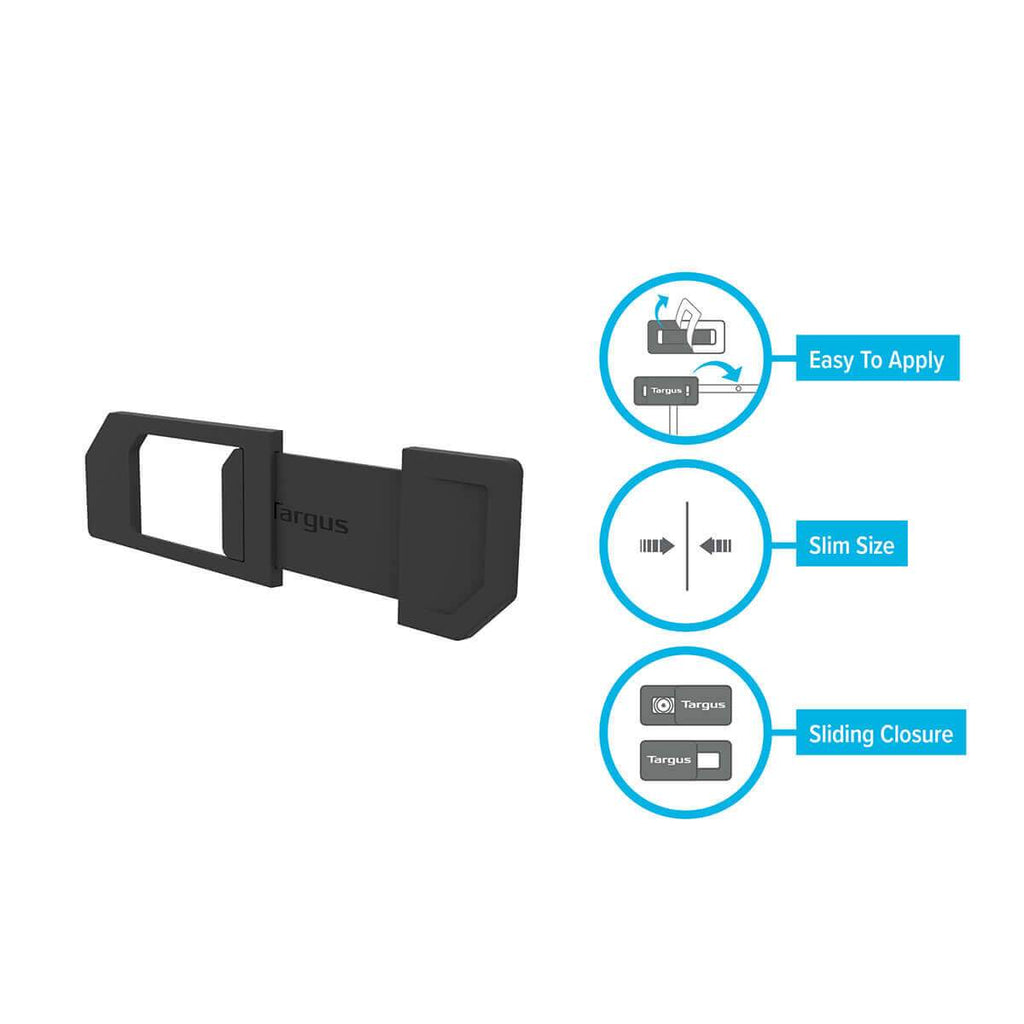 Cache-webcam TARGUS, pack individuel - Noir, fermeture coulissante