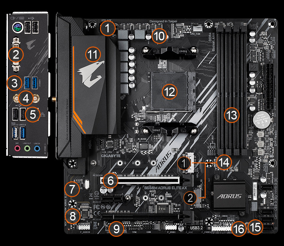 GIGABYTE B550M AORUS ELITE AX Micro ATX AMD B550 Motherboard
