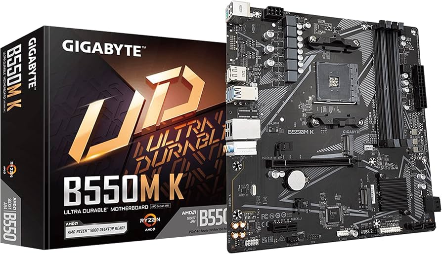 GIGABYTE B550M K Micro ATX AMD B550 Motherboard, Socket AM4, DDR4, 128GB