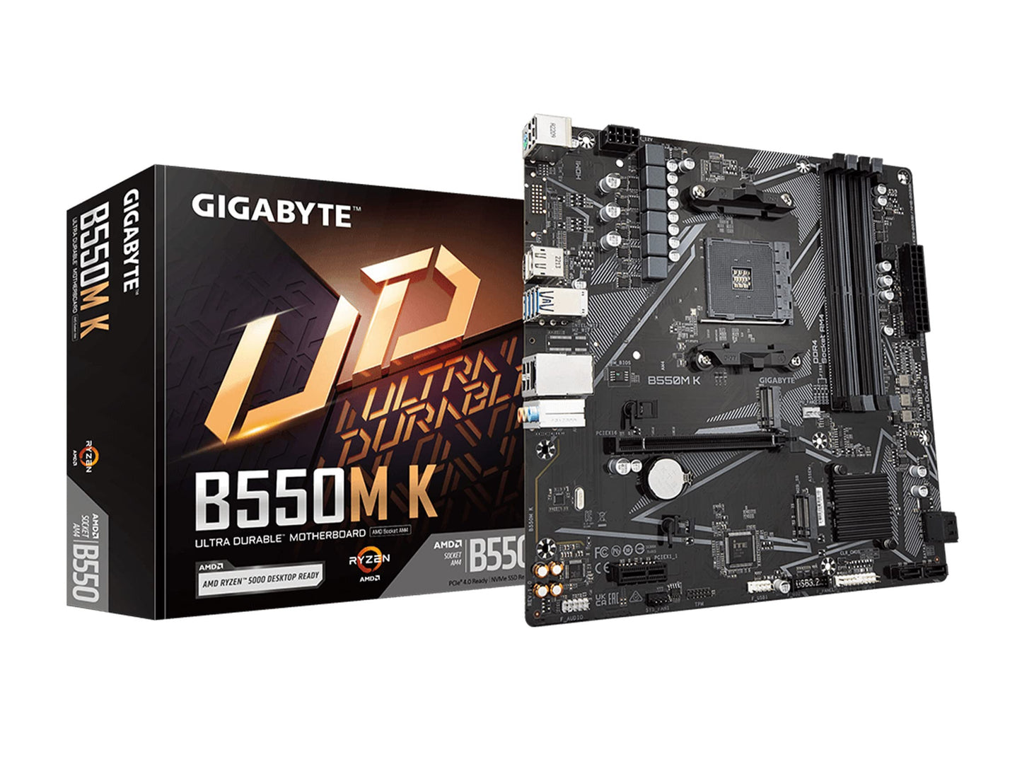GIGABYTE B550M K Micro ATX AMD B550 Motherboard, Socket AM4, DDR4, 128GB