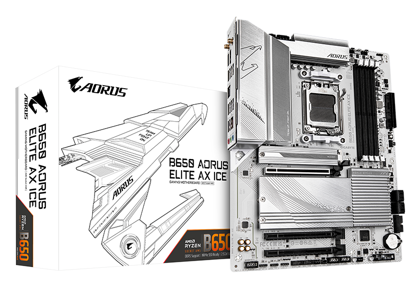GIGABYTE B650 AORUS ELITE AX ICE ATX Motherboard, AM5, DDR5