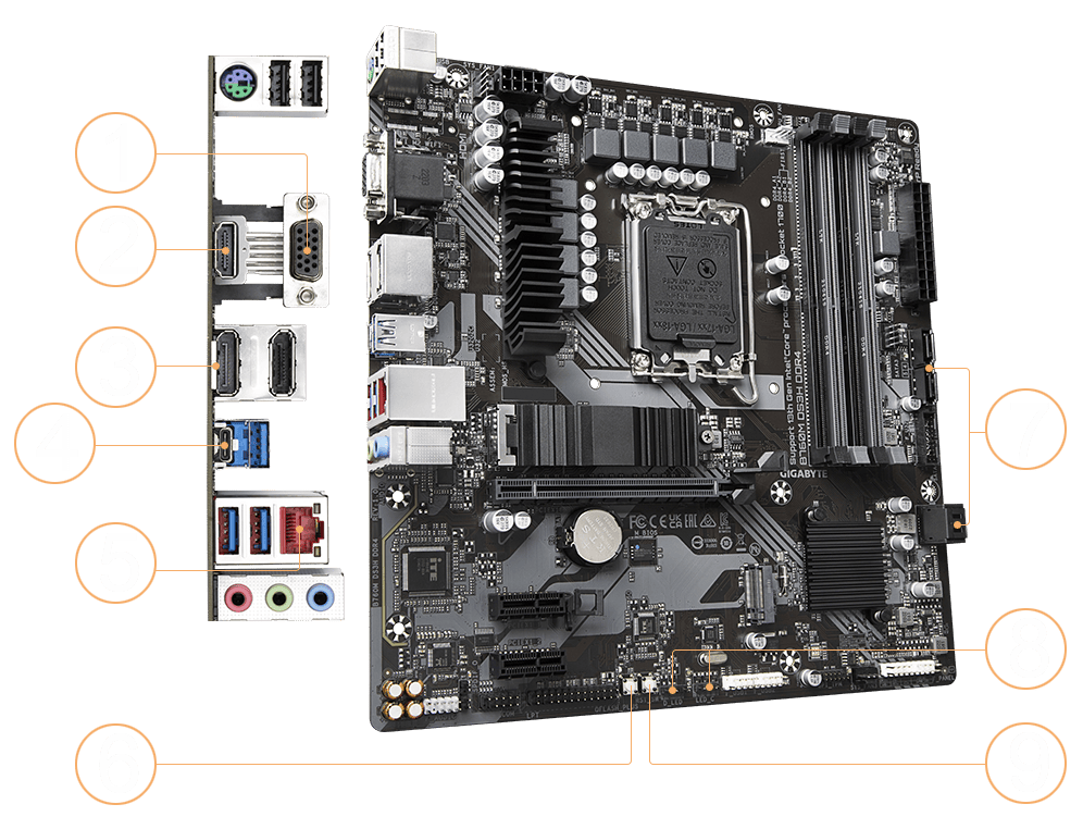 Gigabyte B760M DS3H DDR4 Micro ATX Motherboard, LGA1700, Intel B760