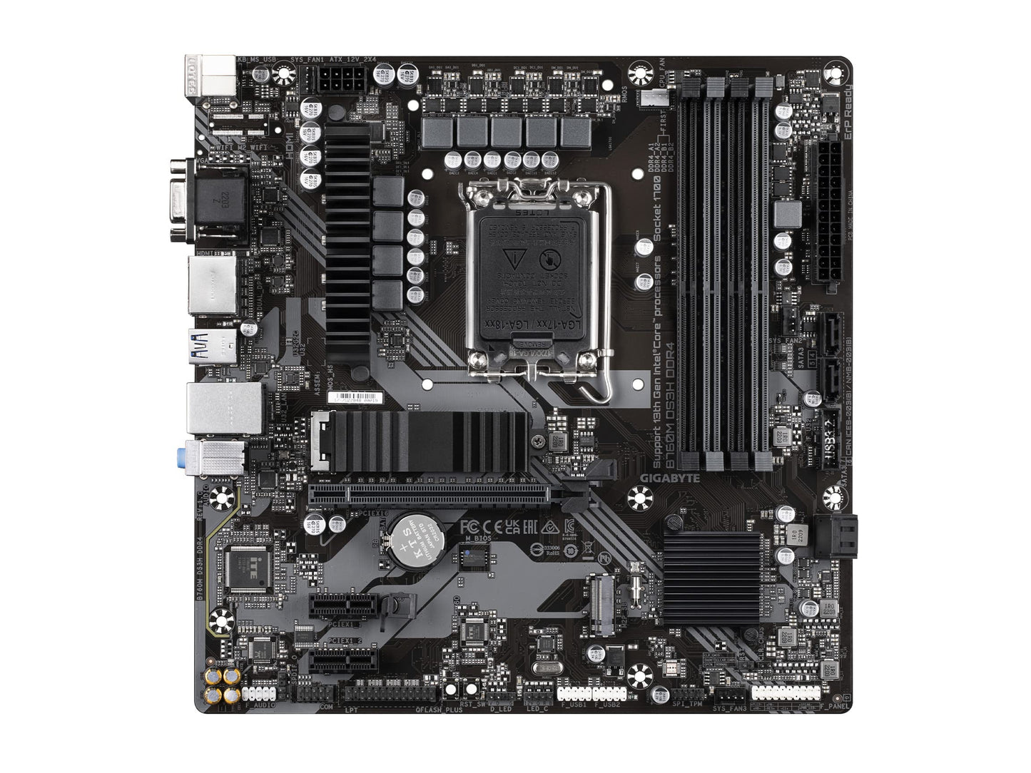 Gigabyte B760M DS3H DDR4 Micro ATX Motherboard, LGA1700, Intel B760
