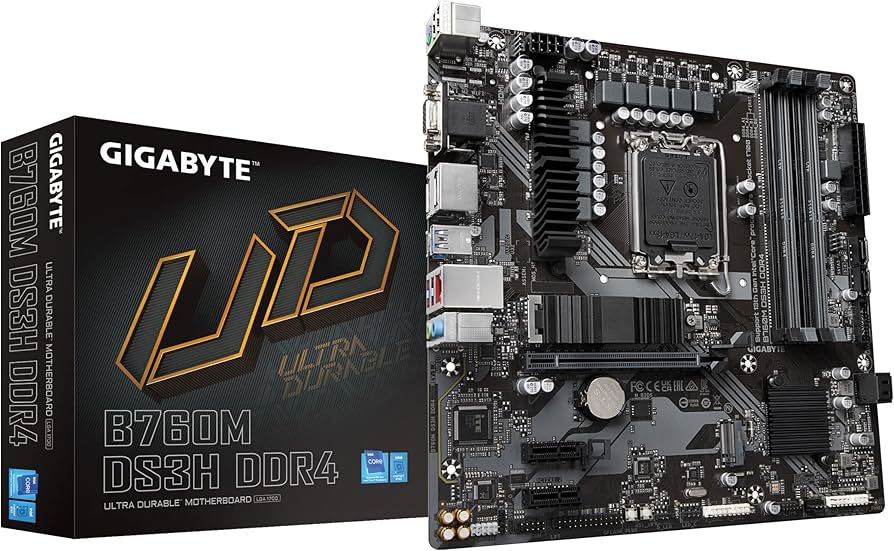 Gigabyte B760M DS3H DDR4 Micro ATX Motherboard, LGA1700, Intel B760