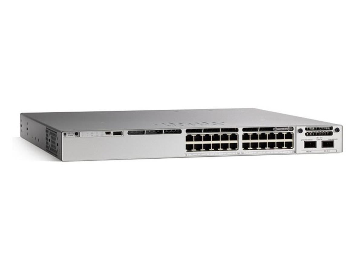 Cisco Catalyst 9300 Series switch C9300L-24T-4G-A - 32000 MAC Address Table - 24-port 1G copper, with fixed 4x1G SFP uplinks - 8 GB RAM,16 GB Flash Memory - power supply 350w - MTBF 395800 hours - limited lifetime hardware warranty