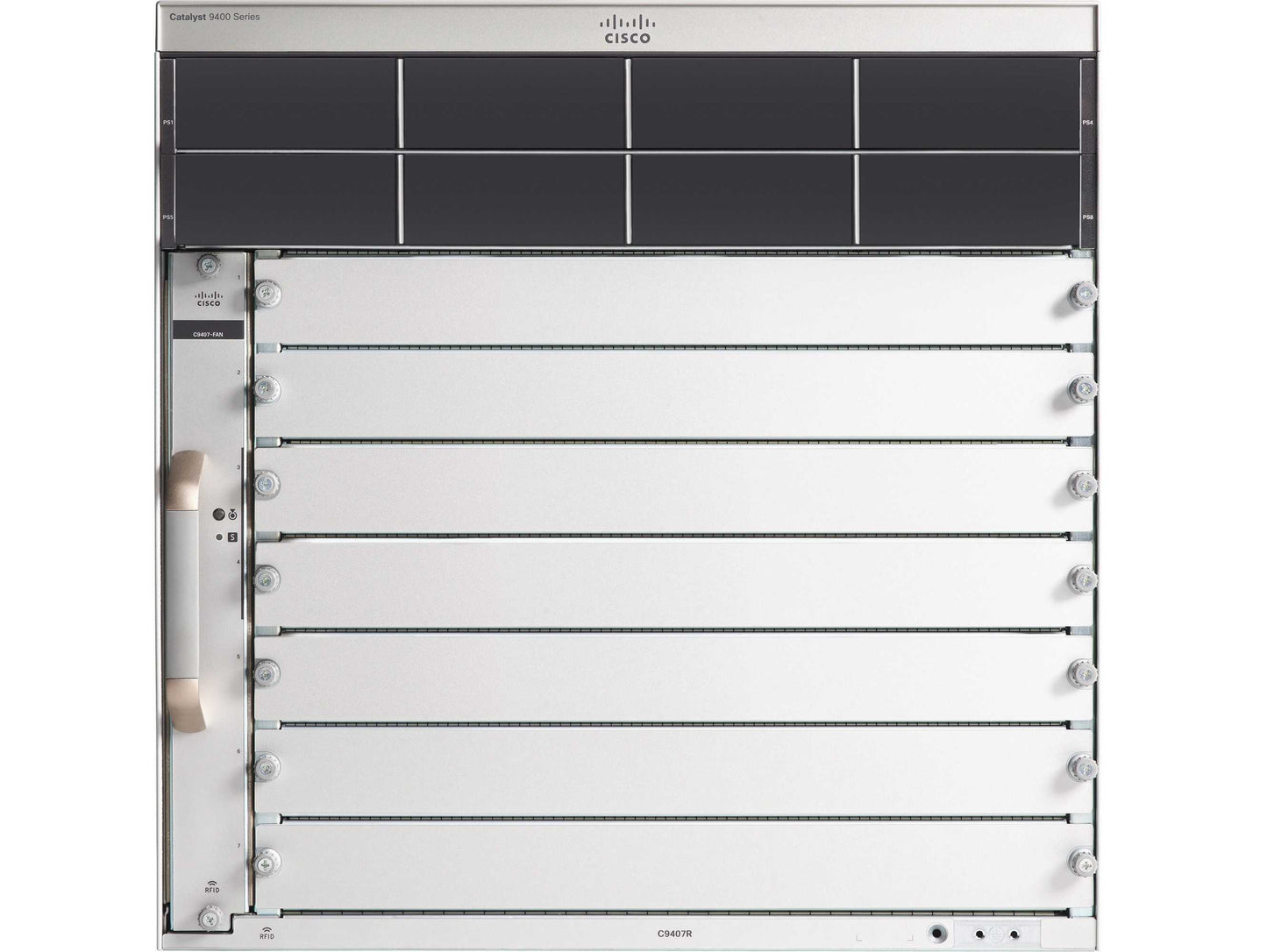 The Cisco Catalyst 9407R is a modular, rack-mountable Layer 3 switch with 96 UPOE+ RJ-45 ports, designed for high-density enterprise core and aggregation deployments. Equipped with a DNA Essentials License, Supervisor 1XL, and dual 48-port UPOE+ line cards, it delivers robust scalability and performance for evolving network demands. Ideal for managing heavy traffic, advanced security, and unified communications in complex IT environments.